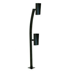 Zankap* 2M Dual Head Curved Gooseneck Bollard, With Rain Hood (340H x 154W mm) - Black