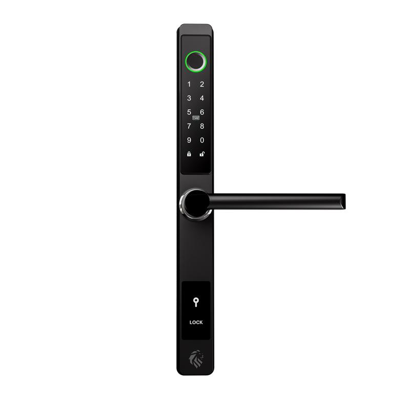 Lionhead Lock The Lygon Narrow Entrance Lock Lever Handle Black Fingerprint, Pin, Prox, Ekey & Key Override Track Key (85 Series Mortice Body & 4 X AAA Batteries Sold Separate)