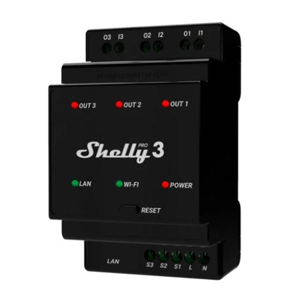 Shelly Pro 3 Smart Relay, DIN Rail Mounted