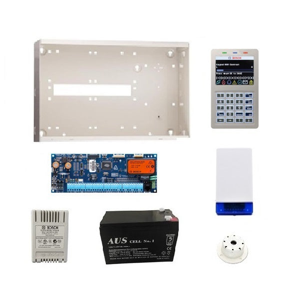 Bosch Solution 6000 Basic Starter Kit With Control Panel / Graphic Colour Keypad With Integrated Smart Card Reader (CC610GWP-2), Enclosure (MW350), Plug Pack (PP18-1.33), Battery (BATT12-7), Combo Siren (WP16), Top Hat Screamer (WP08) **NO DETECTORS**