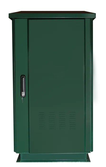 Certech 27RU 600mm Deep Outdoor Freestanding Cabinet With Quad Fan Kit, Serviceable Input / Output Filters, Front Lock, IP45 Rated - FOREST GREEN