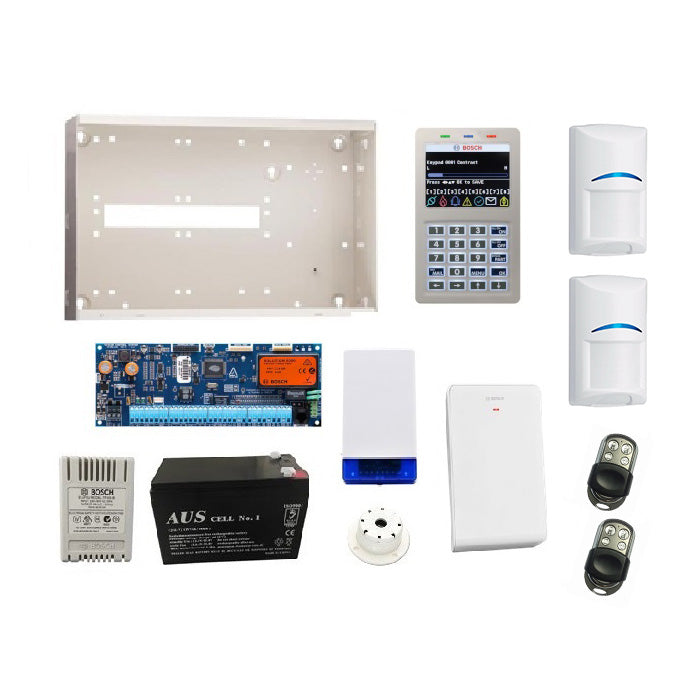 Bosch Solution 6000 Radion Kit With Control Panel / Graphic Keypad With Integrated Smart Card Reader (CC610GWP-2), Enclosure (MW350), Plug Pack (PP18-1.33), Battery (BATT12-7), Combo Siren (WP16), Top Hat Screamer (WP08), Radion Wireless Receiver (RFRC-