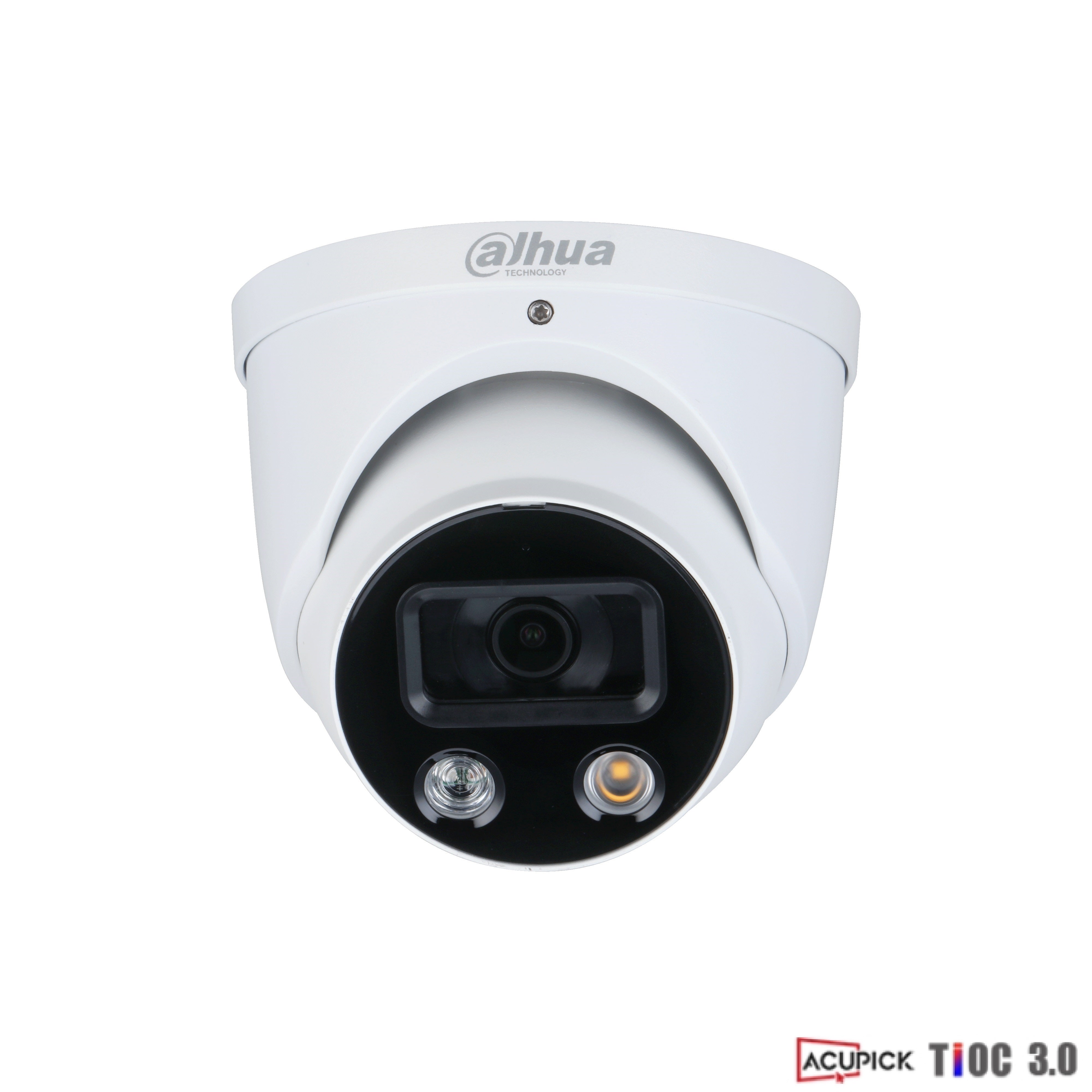 Dahua 8MP IP WizSense AI Series 2 Full Colour Active Deterrence TiOC 3.0 Eyeball Camera, SMD 4.0, AcuPick Ready, Quick Pick, AI SSA, Perimeter, Starlight, 2.8mm, 120dB WDR, 30m IR / White Light, POE / 12VDC, IP67, MicroSD, Built-in Mic / Speaker, Red /