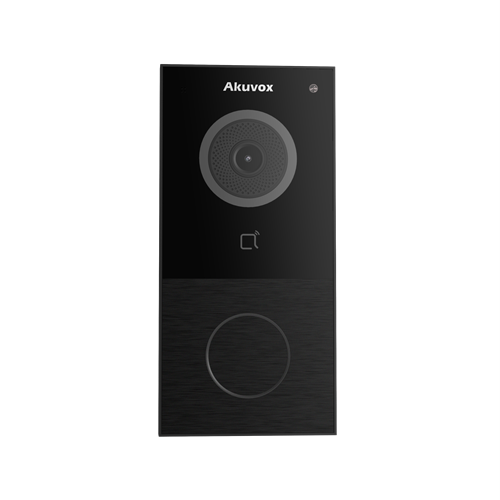 **SUPPLY DELAY (29 JUNE)** Akuvox IP 1-Button Compact External Station With MiFare / NFC / Bluetooth Reader, Mobile App, 2MP, IP65, POE / 12VDC, Surface Mount (Surface Mount Rain Cover: E12S-SRC)