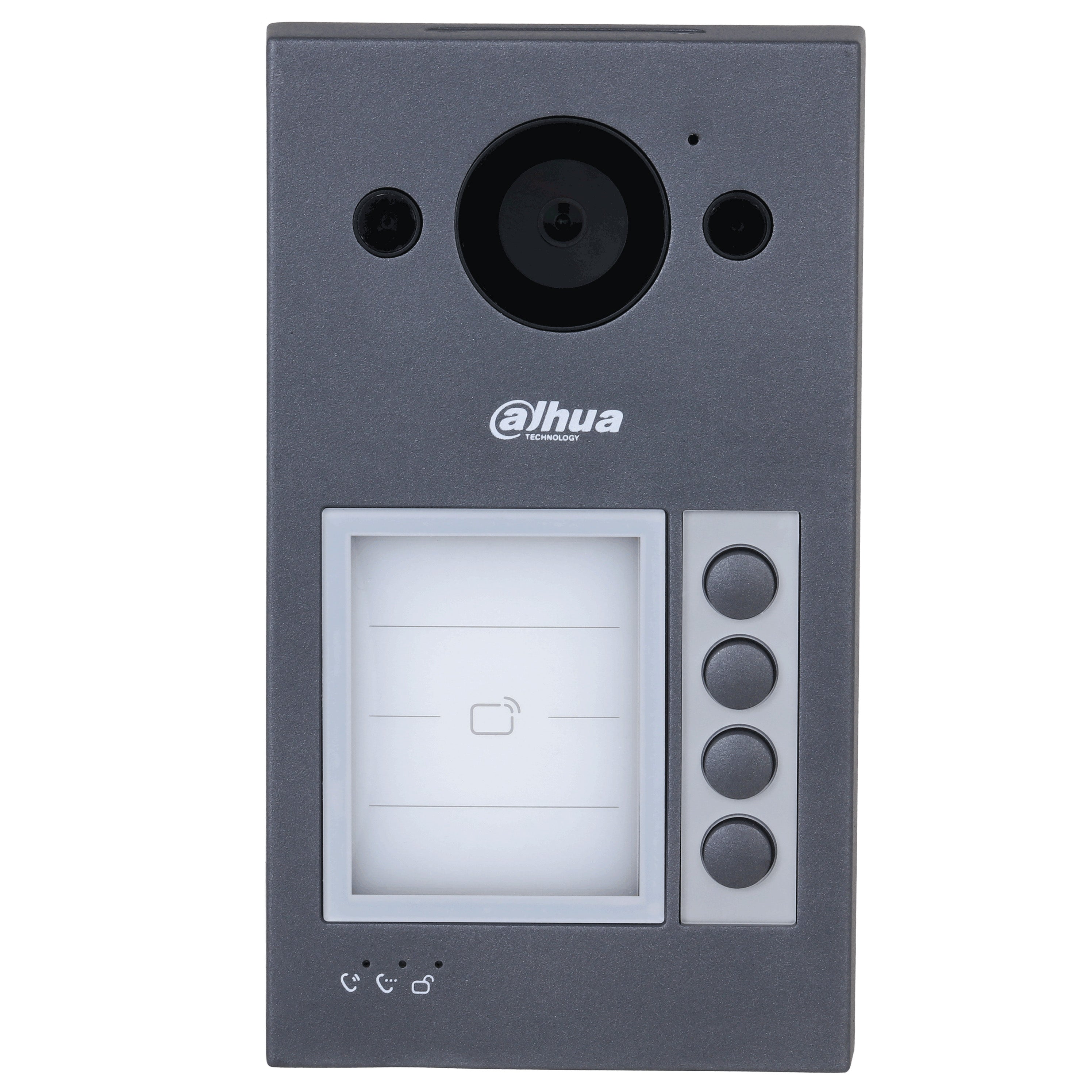 Dahua IP WiFi Villa 4-Button External Station, 2MP, With MiFare Reader, Mobile App, IK08, IP65, POE / 12VDC, Surface Mount, Video & Audio Messaging, Aluminium Panel