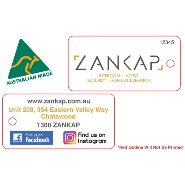 Zankap Custom Printed Plastic Fob **MOQ 25 - LEAD TIME 7 DAYS**