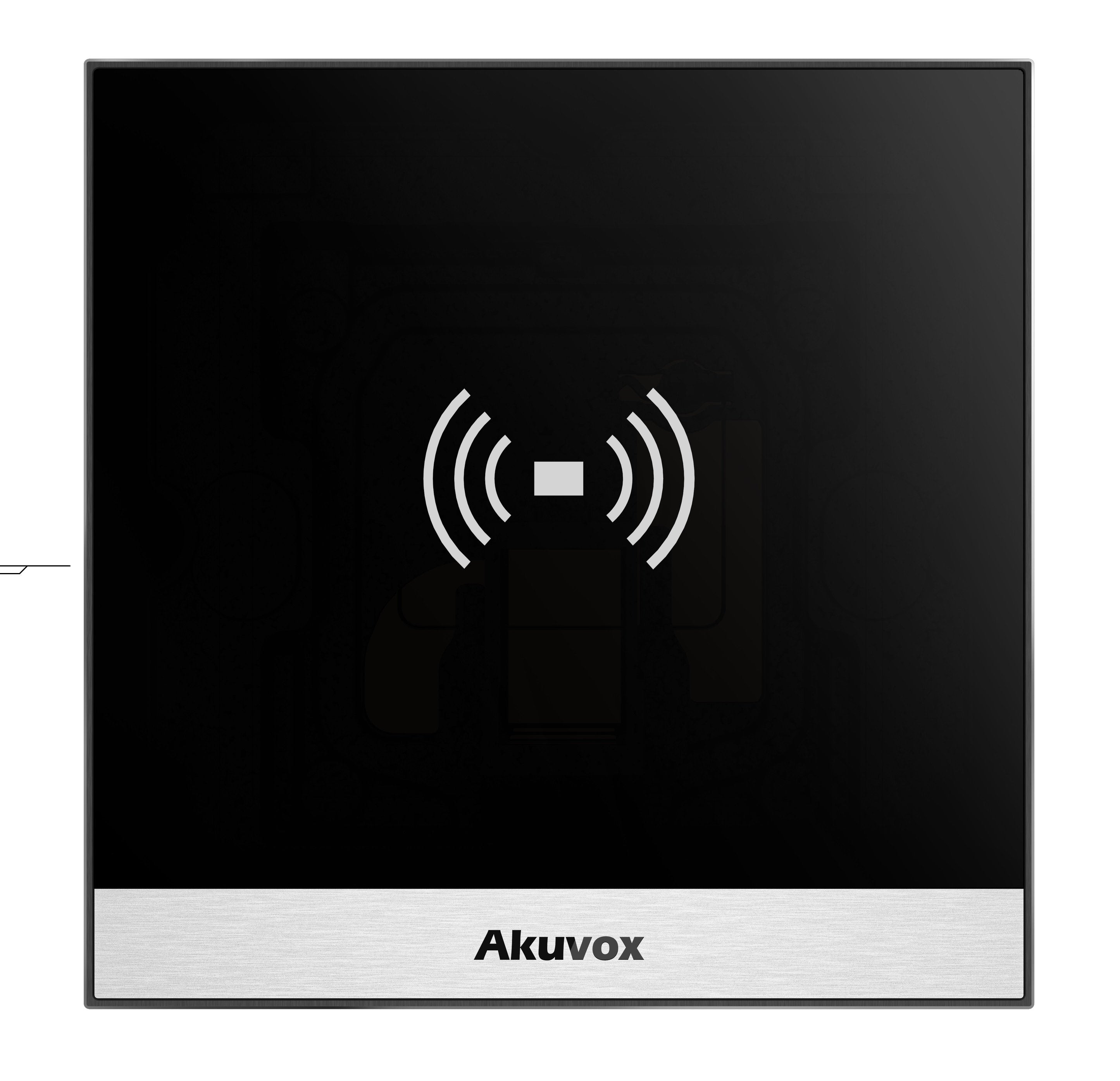 Akuvox Standalone Reader, Access Control Terminal, Toughened Glass Panel, Aluminium Frame, 2.13.56MHz / 125kHz Reader & NFC, Tamper Alarm, IP65, POE / 12VDC (Surface Back Box: A0X-SRM)