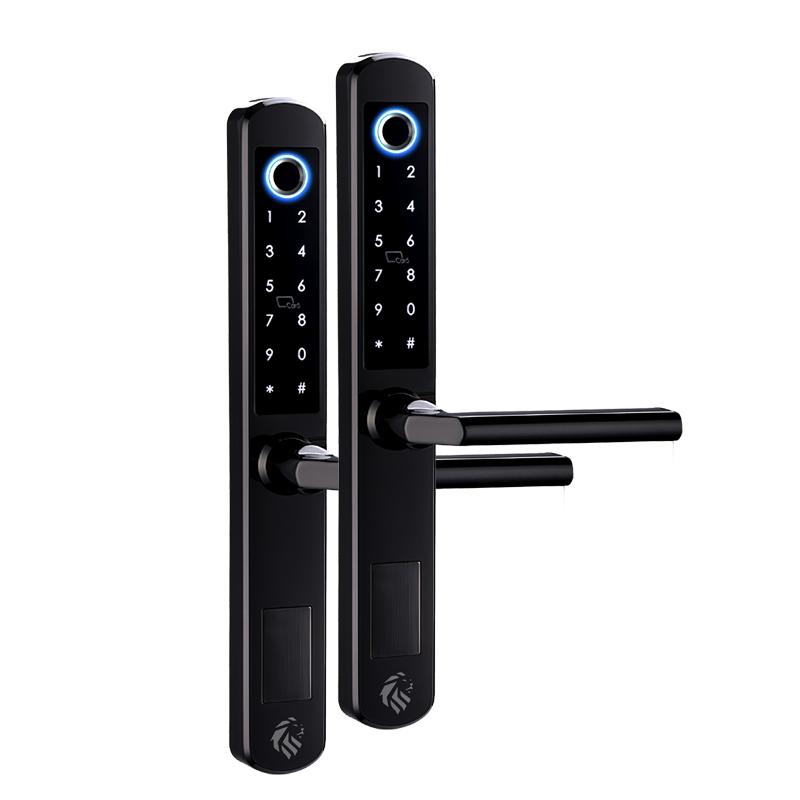 Lionhead Lock The Oxford Narrow Entrance Lock Double Sided Black Fingerprint, Pin, Prox, Ekey & Key Override Track Key (85 Series Mortice Body & 8 X AAA Batteries Sold Separate)