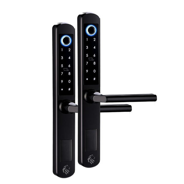 Lionhead Lock The Oxford Narrow Entrance Lock Double Sided Black Fingerprint, Pin, Prox, Ekey & Key Override Track Key (85 Series Mortice Body & 8 X AAA Batteries Sold Separate)