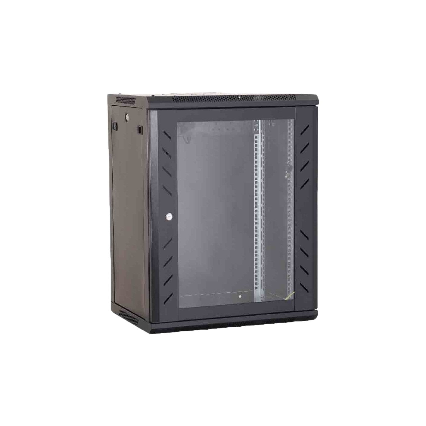 **SUPPLY DELAY (03 JULY)** Zankap 12RU 600mm Deep Wall Mount Cabinet With 1 x Fixed Shelf, 10 x Cage Nuts, Lockable Glass Front Door, Rapid Build Flatpack