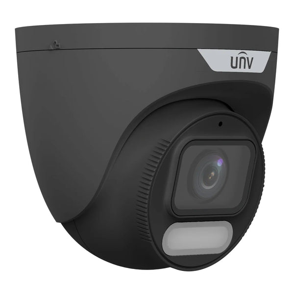 Uniview 8MP IP Easy AI Series Wise-ISP Full Colour Turret, Perimeter, OwlView, ColorHunter, 2.8mm, 120dB WDR, 30m White Light, Built-in Mic, POE or 12VDC, IP67 ***BLACK*** (Wall Mount: TR-WM03-D-IN, Junction Box: TR-JB03-I-IN)