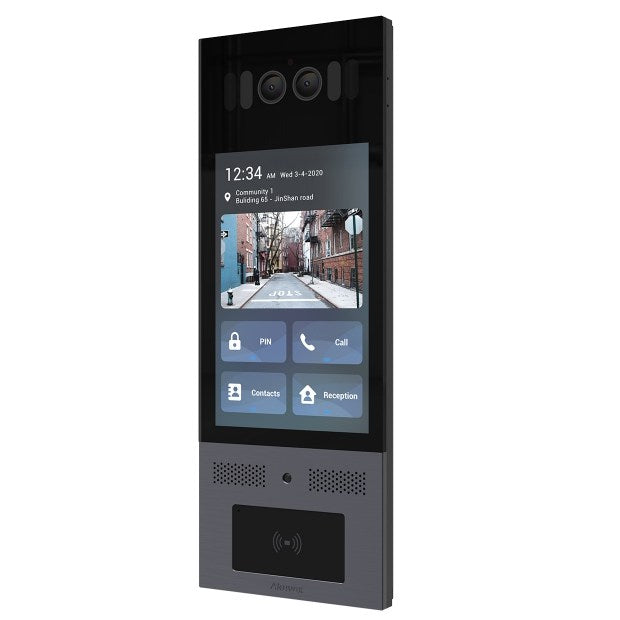 Akuvox IP Vandal Resistant Smart External Station With Digital Keypad, 8" Touch Screen, MiFare / NFC / QR Code Reader, Facial Recognition, Mobile App, 2MP, Stainless Steel Panel, IP65, IK10, POE / 12VDC, Surface Mount  (Flush Mount: X915S-FLM / Surface
