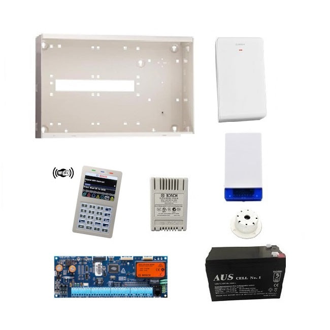 Bosch Solution 6000 Basic Wireless Starter Kit With Control Panel / Graphic WiFi Keypad (CC610GWF-2), Enclosure (MW350), Plug Pack (PP18-1.33), Battery (BATT12-7), Combo Siren (WP16), Top Hat Screamer (WP08), Radion Wireless Receiver (RFRC-STR2) **NO DE