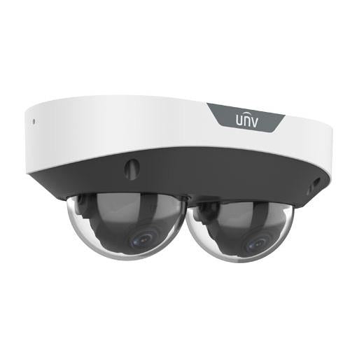 Uniview 2 x 4 MP IP Prime Multiview Deep Learning AI Series IR Dual-Channel Vandal Dome Camera, Perimeter, LightHunter, 2.8mm, 130dB WDR, 30m IR, Built-in Two Mics, POE or 12VDC, IP67, IK10 (Junction Box: TR-JB08)