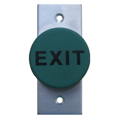 Secor Stainless REX, Green Mushroom, Vandal Resistant, Weatherproof (IP66) 40mm, Fly Leads, Architrave Plate, BCA Compliant "PRESS TO EXIT"