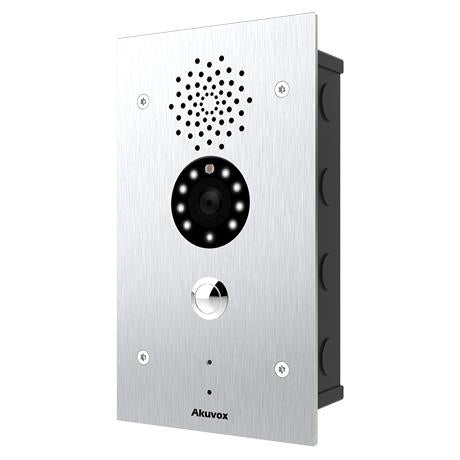 Akuvox IP 1-Button Vandal External Station, 2MP, Aluminium Panel, IP65, IK10, POE / 12 Or 24VDC, Surface Mount **REQUIRES FLUSH MOUNT BOX E21V-F & ROUTER**