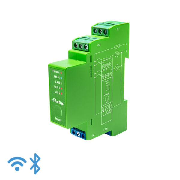Shelly Pro Dimmer 2PM Smart Light Controller, DIN Rail Mounted