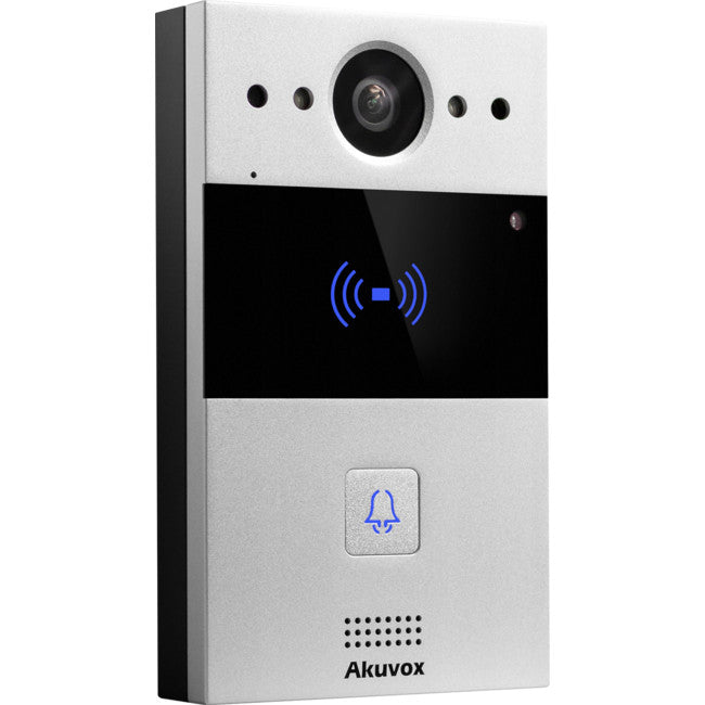 Akuvox IP / 2-Wire 1-Button External Station With MiFare Reader, Mobile App, 2MP, Zinc Alloy Panel, IP65, POE / 24 Or 48VDC, Surface Mount (Flush Mount: R20A-FLM / Surface Mount Raincover: R20A-SRC)