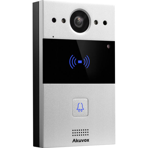 Akuvox IP / 2-Wire 1-Button External Station With MiFare Reader, Mobile App, 2MP, Zinc Alloy Panel, IP65, POE / 24 Or 48VDC, Surface Mount (Flush Mount: R20A-FLM / Surface Mount Raincover: R20A-SRC)