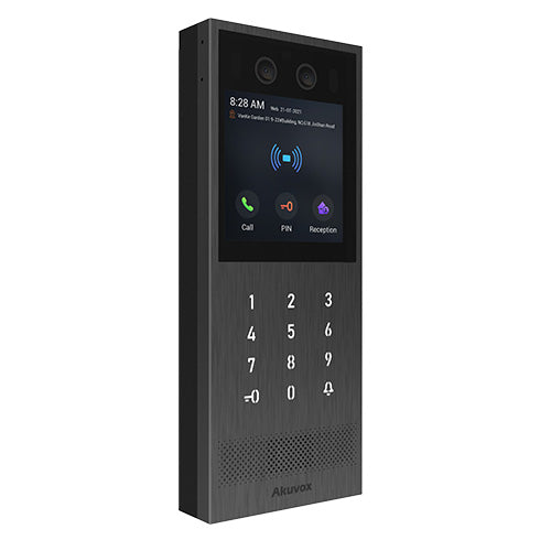 Akuvox IP Vandal Resistant External Station With Touch Keypad, 4" Touch Screen, MiFare / NFC / QR Code Reader, Facial Recognition, Mobile App, 2MP, Stainless Steel Panel, IP65, IK10, POE / 12VDC, Surface Mount (Flush Mount: X912S-FLM / Surface Mount Rai