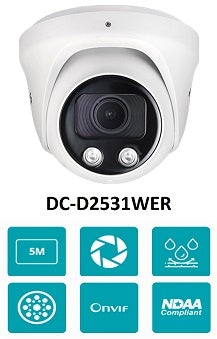 IDIS Lite Series 5MP IR Dome IP Camera with 2.7-13.5mm Fixed Lens, Sony STARVIS CMOS Sensor, H.265, Triple Streaming, MicroSD Card Support, PoE & ONVIF, NDAA Compliant, IP67 & IK10 (Wall Mount DA-WM2500, Junction Box DA-JB2500)