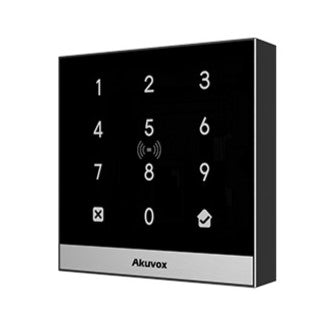 **SUPPLY DELAY (29.06.26)** Akuvox Standalone Reader 3X4 Keypad Combo, Access Control Terminal, Toughened Glass Panel, Aluminium Frame, 2.13.56MHz / 125kHz Reader & NFC, Tamper Alarm, IP65, POE / 12VDC (Surface Back Box: A0X-SRM)