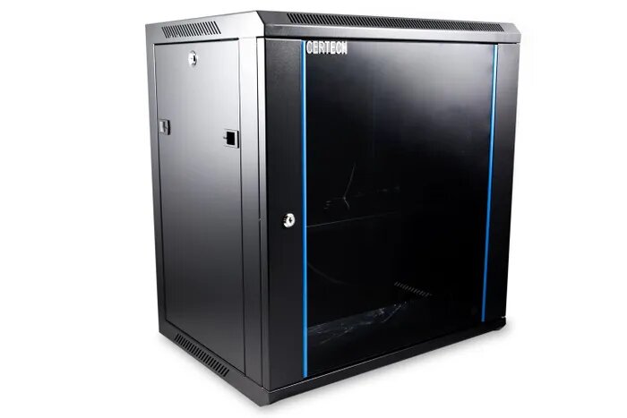 Certech 18RU 450mm Deep Wall Mount Cabinet With 1 x Fixed Shelf, 2 x Fans and 10 x Cage Nuts