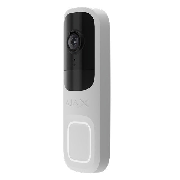 Ajax 4MP WHITE WiFi Video Doorbell With AI Object Recognition, 6m IR, 155° View Angle, 12-24VDC Or 16-24VAC, 2.4GHz WiFi Connectivity, IP54, 145H × 47W × 34D mm