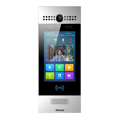 Akuvox IP 4G External With Digital Keypad, 7" Touch Screen, MiFare / NFC / QR Code Reader, Facial Recognition, Mobile App, 2MP, Stainless Steel Panel, IP65, IK06, 12VDC, Surface Mount (Flush Mount: R29C-FLM / Surface Mount Raincover: R29C-SRC)