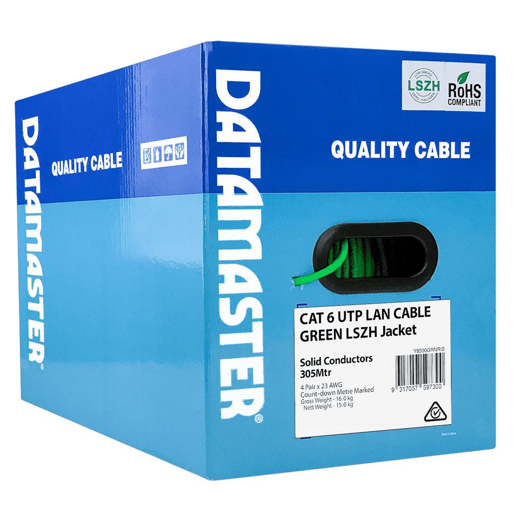 Datamaster 305M CAT6 Green UTP Solid Cable Roller Box, Low Smoke Zero Halogen