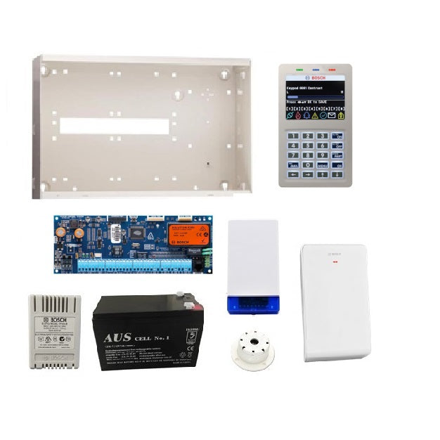 Bosch Solution 6000 Basic Wireless Starter Kit With Control Panel / Graphic Keypad With Integrated Smart Card Reader (CC610GWP-2), Enclosure (MW350), Plug Pack (PP18-1.33), Battery (BATT12-7), Combo Siren (WP16), Top Hat Screamer (WP08), Radion Wireless