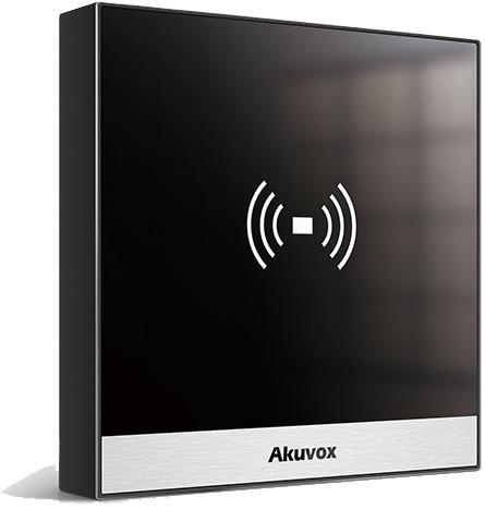 Akuvox Standalone Reader, Access Control Terminal, Toughened Glass Panel, Aluminium Frame, 2.13.56MHz / 125kHz Reader & NFC, Tamper Alarm, IP65, POE / 12VDC (Surface Back Box: A0X-SRM)