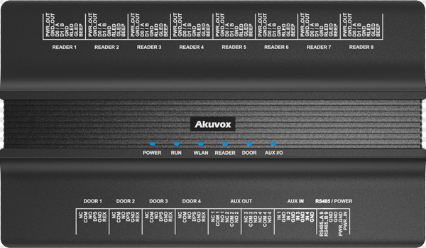 Akuvox 4 Door 8 Reader Controller, DIN Mountable, 4 Aux Relays & 4 Aux Inputs, Supports Door Position Sensors & REX Inputs