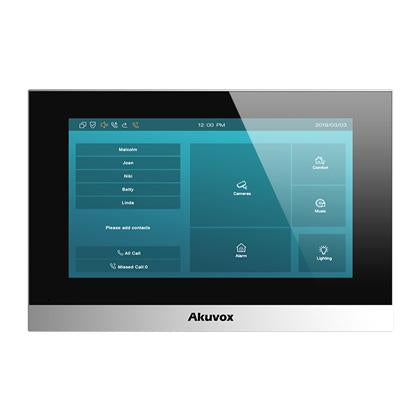 Akuvox IP / 2-Wire 7" WiFi Video Handsfree Standard Internal Unit **SILVER** With 1 x Inbuilt Dry Contact Relay Output, 48VDC (Desk Mount: C313-DMT-B) Linux Version