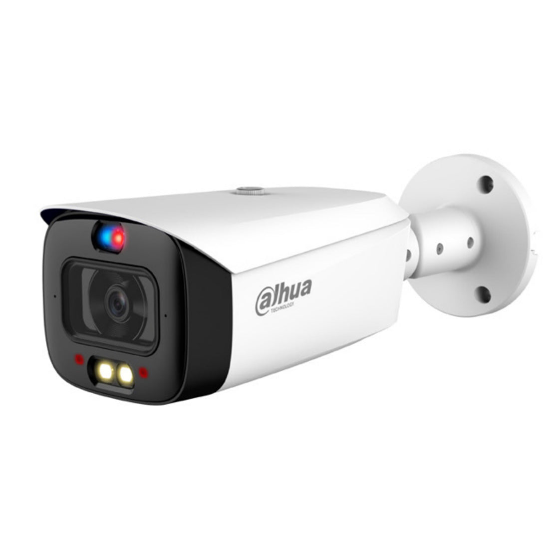 Dahua 8MP IP WizSense AI Series Full Colour Active Deterrence TiOC 2.0 Motorised Bullet Camera, SMD 4.0, Quick Pick, AI SSA, Perimeter, Starlight, 2.8mm, 120dB WDR, 30m IR / White Light, POE / 12VDC, IP67, MicroSD, Built-in Dual Mics / Speaker, Red / Bl