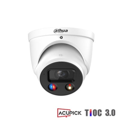 Dahua 6MP IP WizSense AI Series 2 Full Colour Active Deterrence TiOC 3.0 Eyeball Camera, SMD 4.0, AcuPick Ready, Quick Pick, AI SSA, Perimeter, Starlight, 2.8mm, 120dB WDR, 30m IR / White Light, POE / 12VDC, IP67, MicroSD, Built-in Dual Mics / Speaker,