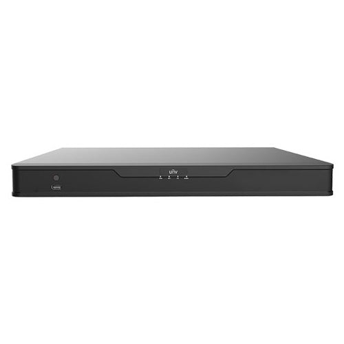Uniview 32 Channel Easy Series NVR, 160MB, 1 x HDMI / 1 x VGA, 4 x SATA HDD (Max 10TB each), 2 x Gigabit NIC, 2RU, 12VDC Power Input **NO HDD INSTALLED -OR- POE - REQUIRES NETWORK SWITCH** Replacement NVR304-32B-IQ
