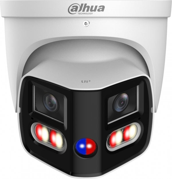 Dahua 2 x 4MP IP Xinghan WizSense AI Series Full Colour Active Deterrence TiOC 180 Degree Wide Angle Panoramic Turret Camera, SMD 4.0, Quick Pick, Perimeter, Starlight, 2.8mm, 120dB WDR, 25m IR, 20m White Light, POE / 12VDC, IP67, MicroSD, Built-in Dual