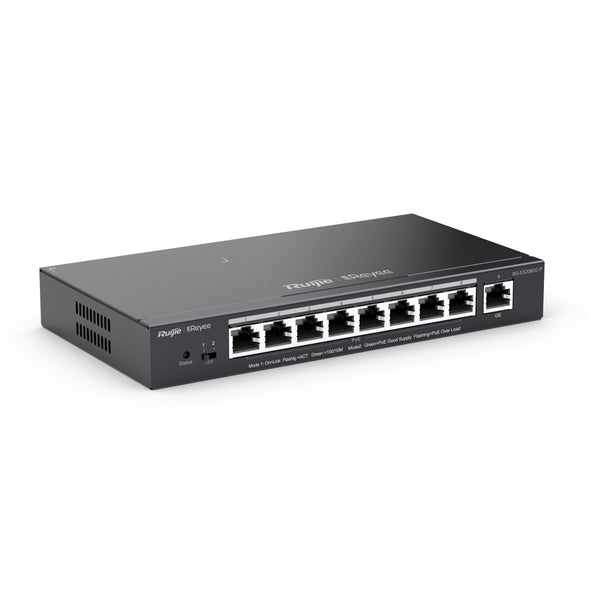 Ruijie Reyee 9-Port Gigabit Cloud Managed POE Switch, 8 x POE+, 120W, Desktop / Wall Mount