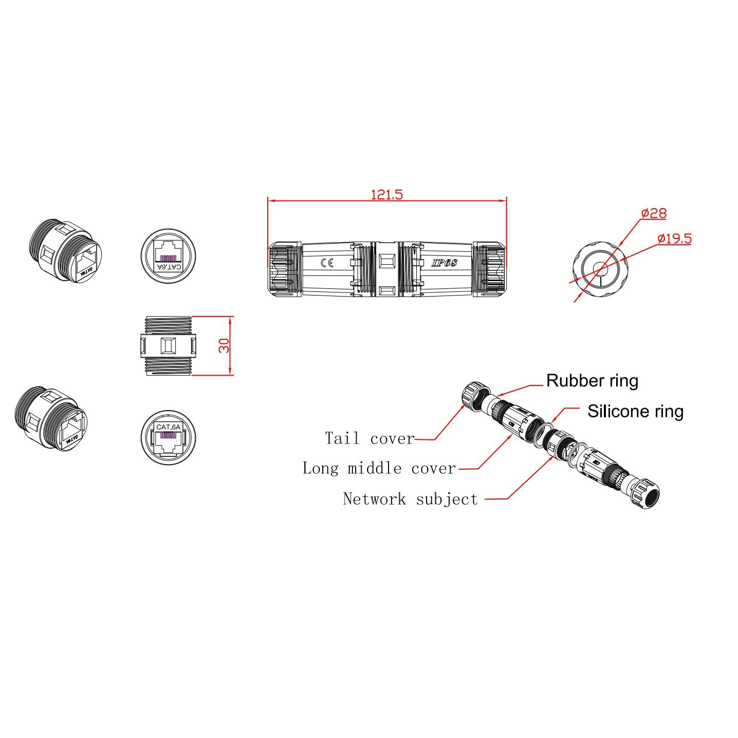 Zankap Weather Resistant CAT6 Inline Coupler RJ45 To RJ45 Joiner, Ideal For Installation Inside Conduit Or External Use