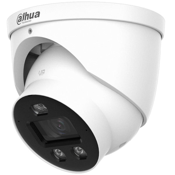 Dahua 8MP IP WizColor AI Series Full Colour Active Deterrence TiOC 3.0 Eyeball Camera, SMD 4.0, AcuPick Ready, Quick Pick, AI SSA, Perimeter, AI-ISP, 2.8mm, 120dB WDR, 30m IR / White Light, POE / 12VDC, IP67, MicroSD, Built-in Mic / Speaker, Red / Blue