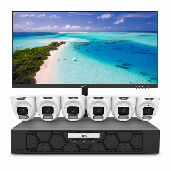 Uniview OwlView 6MP 8CH Kit, 1x NVR501-08B-P8-IQ, 6× IPC3626LE-ADF28K-WP ,NO HDD, Free 22" Monitor (Valid till August 31, or While Stocks Last)