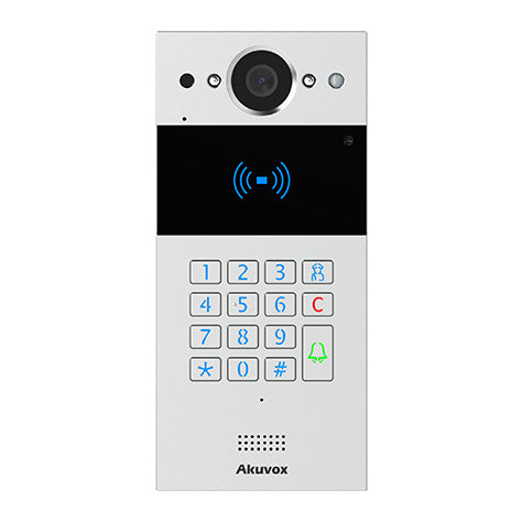 Akuvox IP / 2-Wire Compact External Station With Keypad, MiFare Reader, Mobile App, 2MP, Aluminium Panel, IP65, POE / 24 Or 48VDC, Surface Mount (Flush Mount: R20K-FLM / Surface Mount Raincover: R20K-SRC)