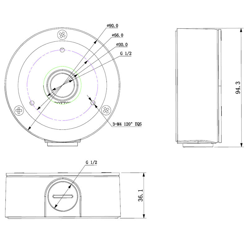 VIP* Vision Adapter / Junction Box (VSBKTA134) for Surveillance Cameras