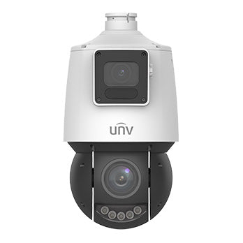 Uniview 4MP IP Deep Learning AI Series 25x **DUAL-LENS** Dual IR PTZ Camera, Perimeter, Auto-Tracking, PTZ / Fixed Camera Alarm Linkage, LightHunter, 4.8-120mm, 120dB WDR, 100m IR - PTZ / 30m IR - Fixed Lens, MicroSD, POE or 12VDC, Built-in Speaker, IP6
