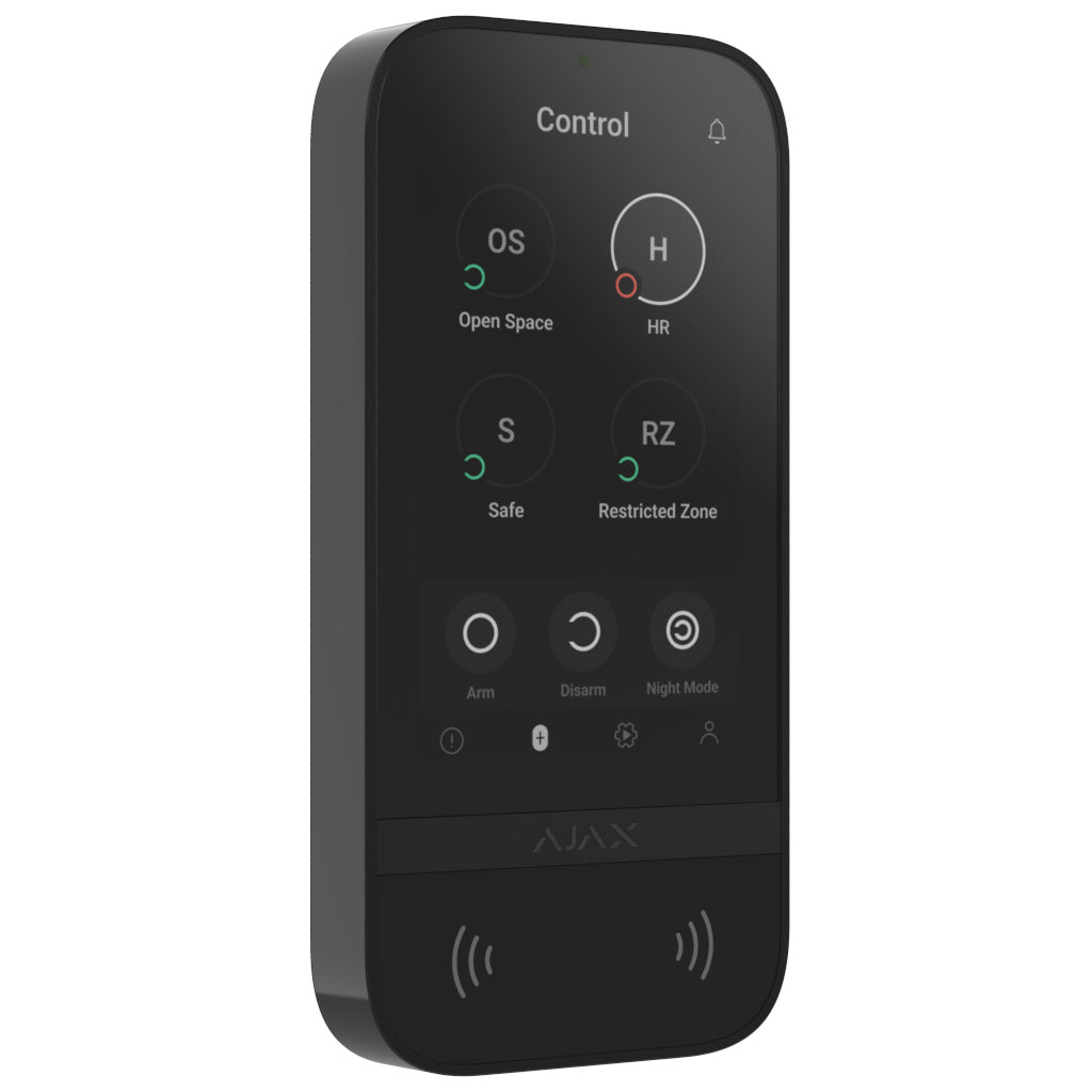 Ajax KeyPad TouchScreen BLACK - 2 Way Wireless 5" Touch Screen Keypad with Proximity Reader