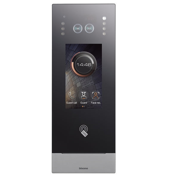 Bticino* IP 4.3" Touchscreen External Station With Face / Card Reader. Includes Flush Mount Box. IP54, IK07