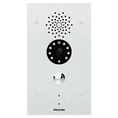 Akuvox IP 1-Button Vandal External Station, 2MP, Aluminium Panel, IP65, IK10, POE / 12 Or 24VDC, Surface Mount **REQUIRES FLUSH MOUNT BOX E21V-F & ROUTER**