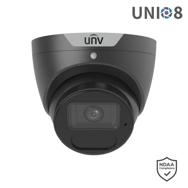Uniview 8MP UNI8 Prime II Series Turret, **BLACK** LightHunter, 2.8mm Fixed Lens, IR 40m, Smart Intrusion, People Flow & Crowd Density Analytics, 130 dB WDR, Built‑In Mic, ANR Edge Recording (microSD up to 512 GB), PoE / 12VDC, IP67 (Junction Box TR-JB0