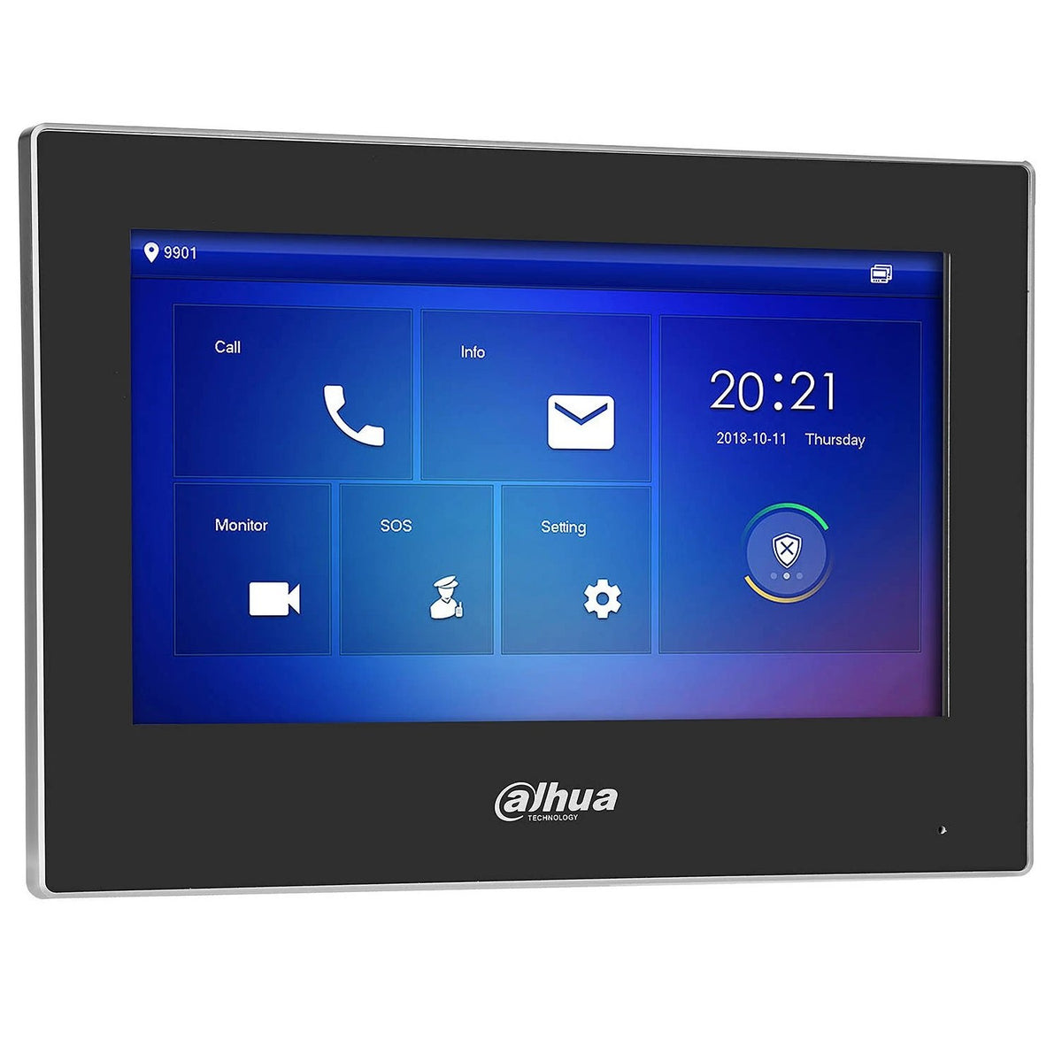 Dahua IP 7" BLACK Internal Station, Capacitive Touchscreen, IPC Surveillance, Alarm Integration, Standard POE